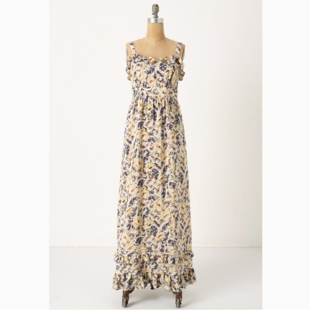 Moulinette Soeurs Hydrangea Petal Silk Maxi Dress